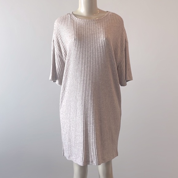 Z Supply Denny Rib Dress Heather Latte Tan Small - Picture 4 of 6